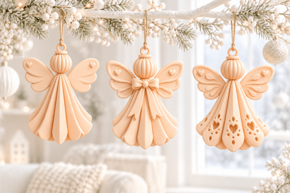 3D Print Angel Ornaments STL Set – 3 Christmas Angel Decor Files - Image 3