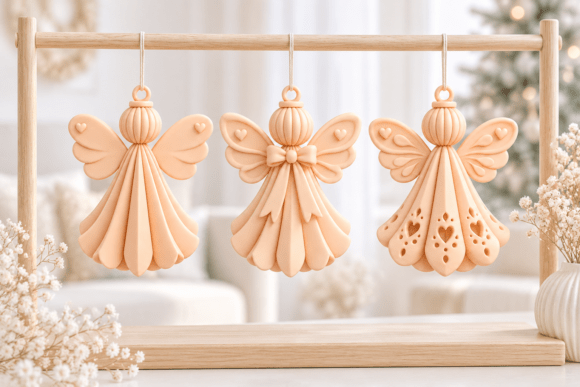 3D Print Angel Ornaments STL Set – 3 Christmas Angel Decor Files - Image 4