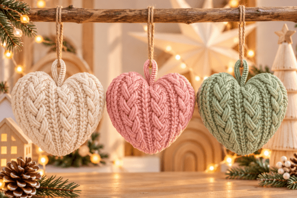 3D STL Knitted Heart Christmas Ornament - Printable Holiday Decor File - Image 1