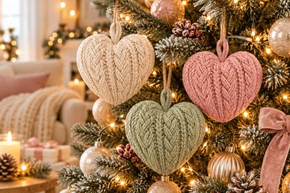 3D STL Knitted Heart Christmas Ornament - Printable Holiday Decor File - Image 2