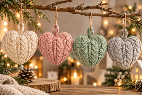 3D STL Knitted Heart Christmas Ornament - Printable Holiday Decor File - Image 3