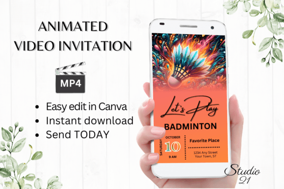 Animated Badminton Game Invitation