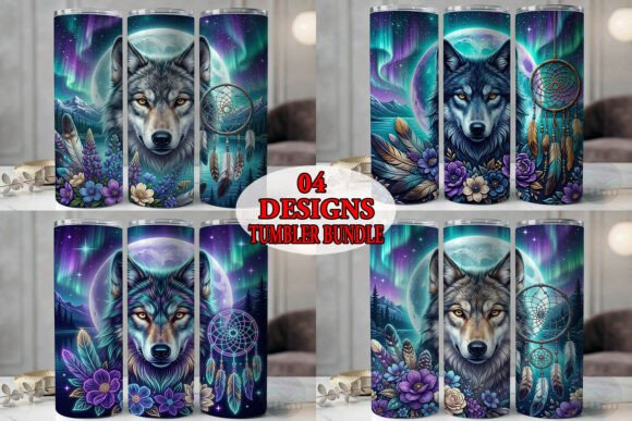 Aurora Wolf & Dreamcatcher Tumbler