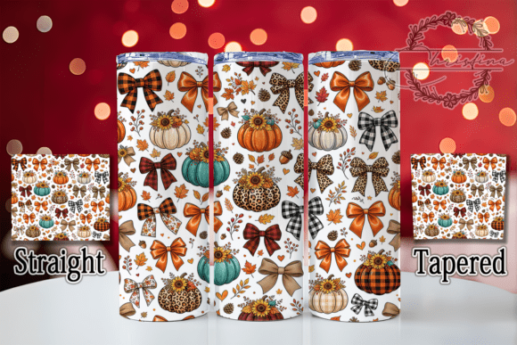 Autumn Fall Bow Pumpkin 20oz Tumbler