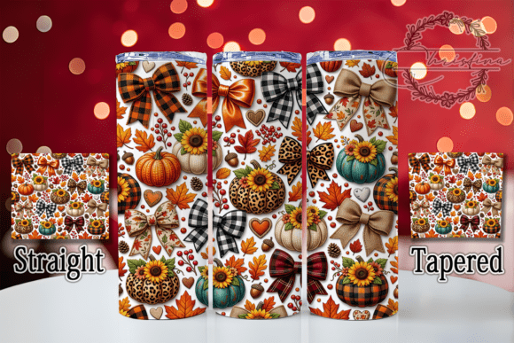 Autumn Fall Bow Pumpkin 20oz Tumbler