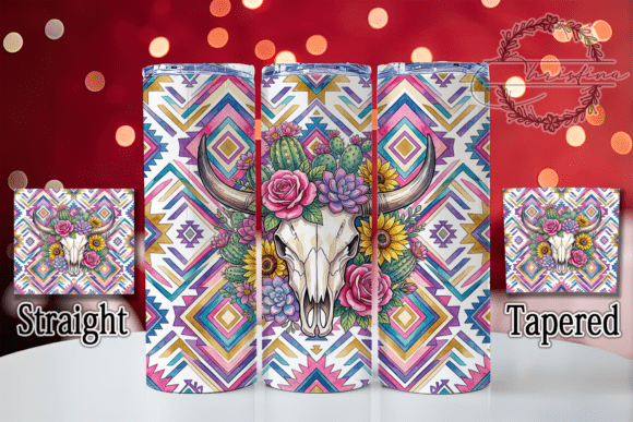 Aztec Cow Skull Floral 20oz Tumbler