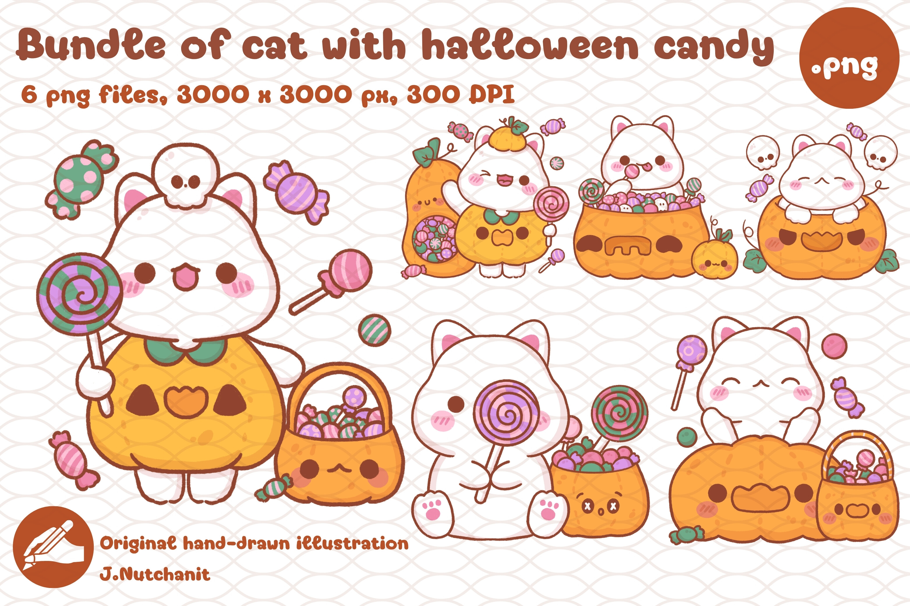 Bundle of Cat with Halloween Pumpkin 1