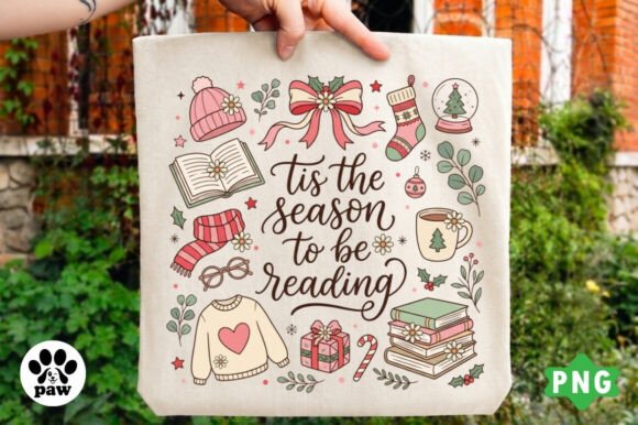Christmas Book Lover PNG, Tis the Season