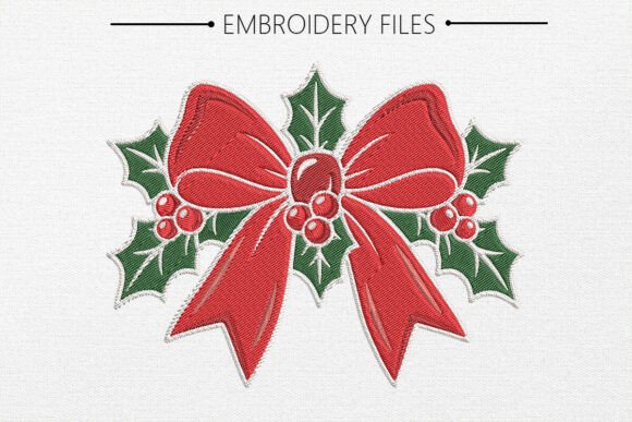 Christmas Bow Embroidery Design