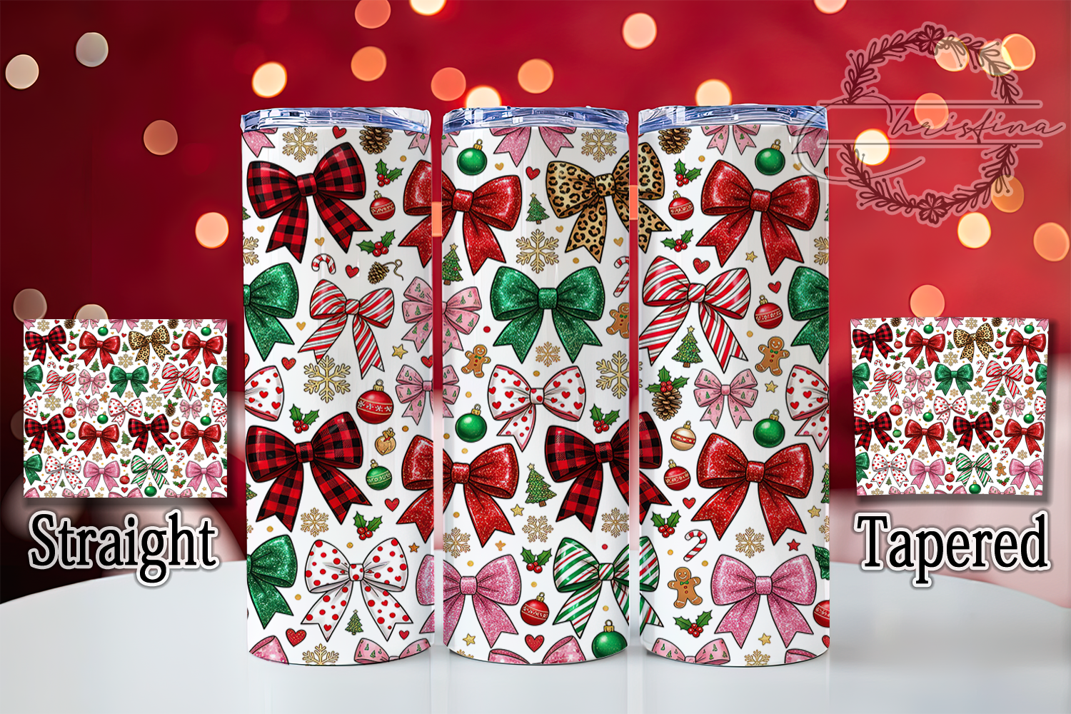 Christmas Bow Pattern 20oz Tumbler