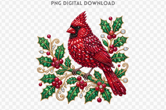 Christmas Cardinal Rhinestone PNG