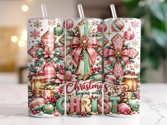 Christmas Christian Cross Tumbler Wrap