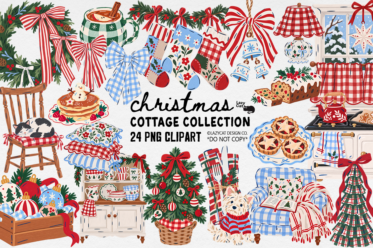 Christmas Cottage PNG Clipart Bundle