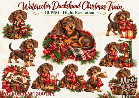 Christmas Dachshund Train Bundle