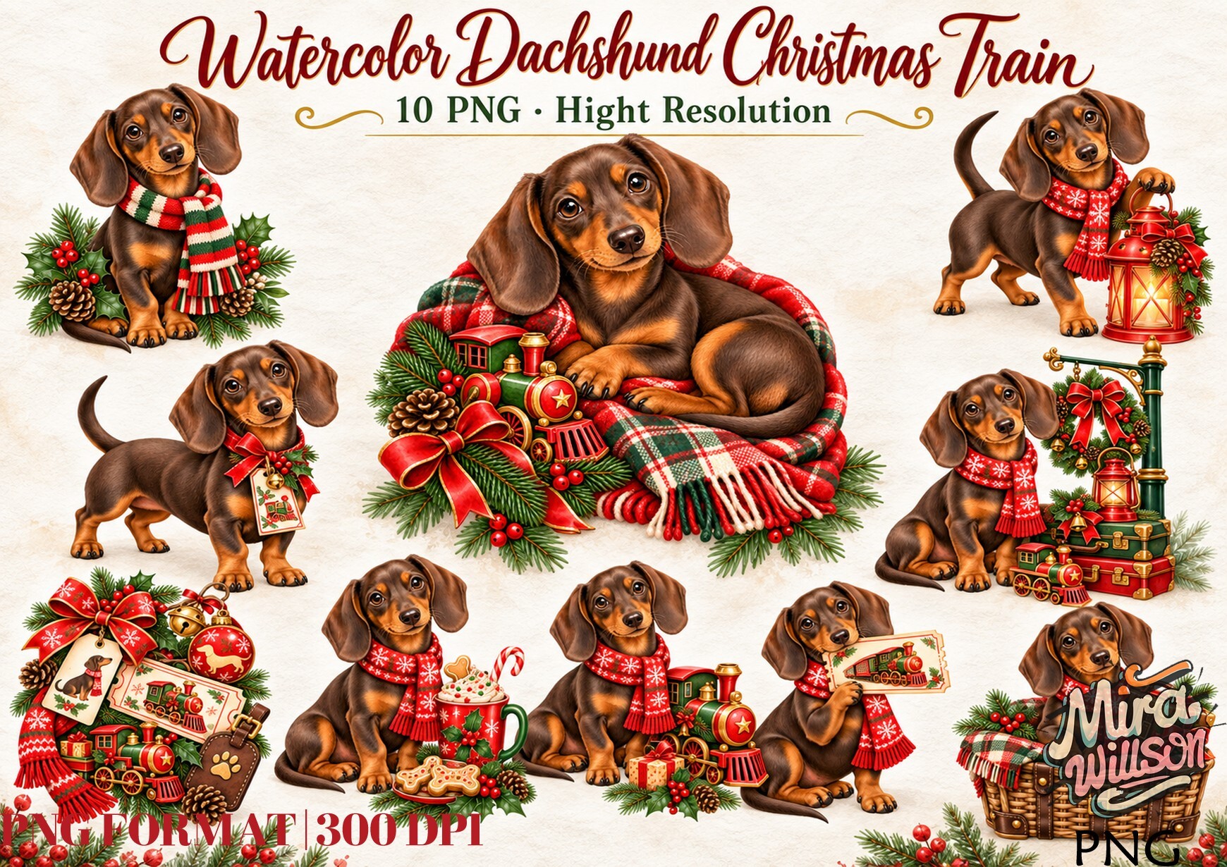 Christmas Dachshund Train Bundle