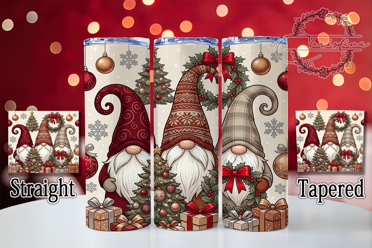 Christmas Elegant Gnome Winter Tumbler