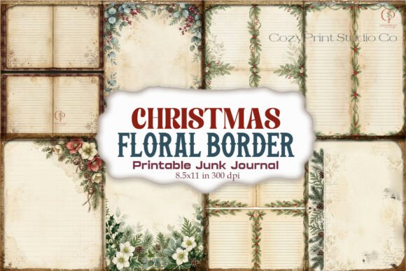 Christmas Floral Border Junk Journal