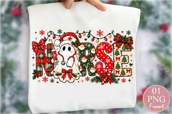 Christmas Ghost Nurse Sublimation PNG