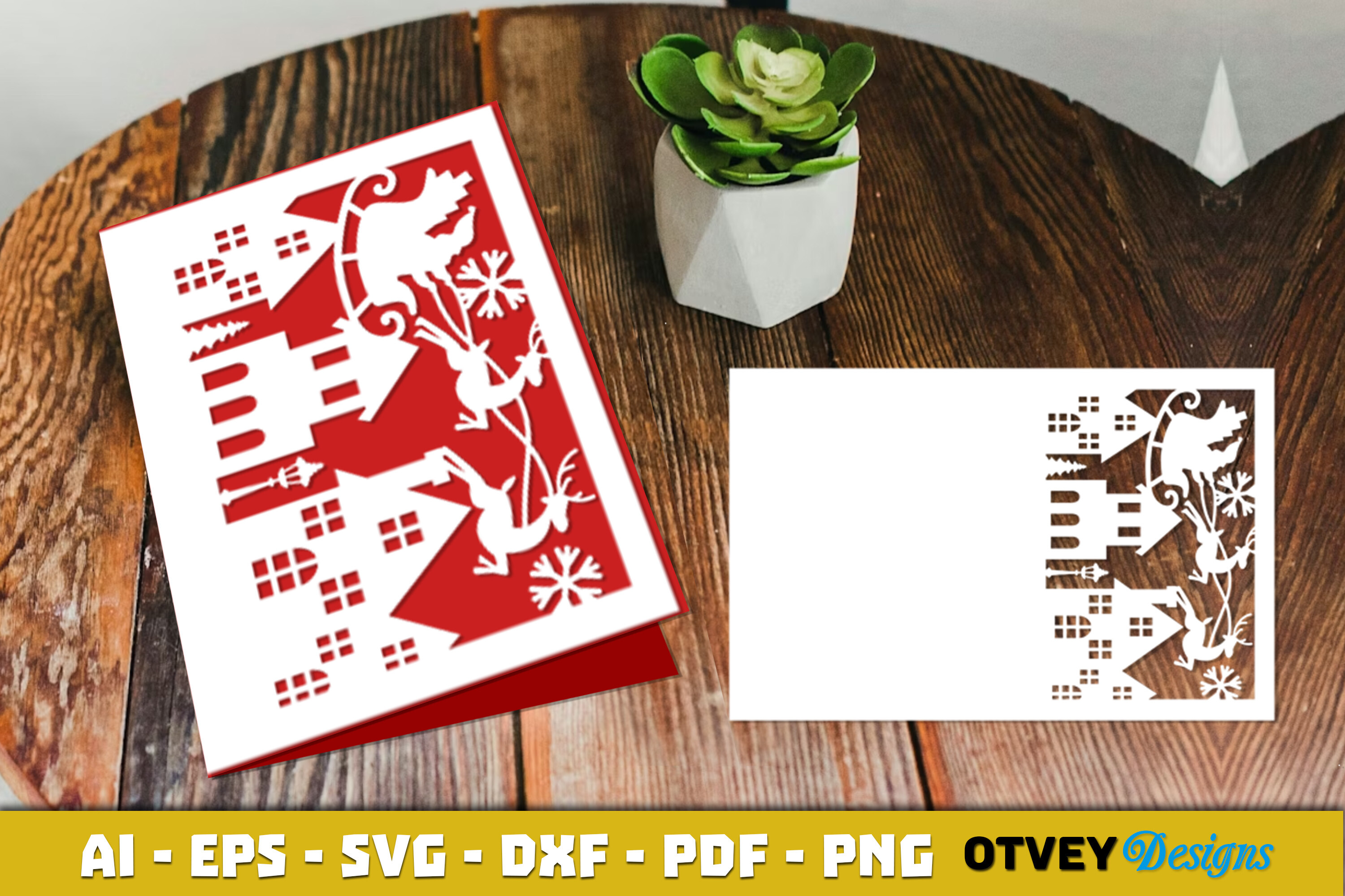 Christmas Greeting Card Cover Paper Cut
