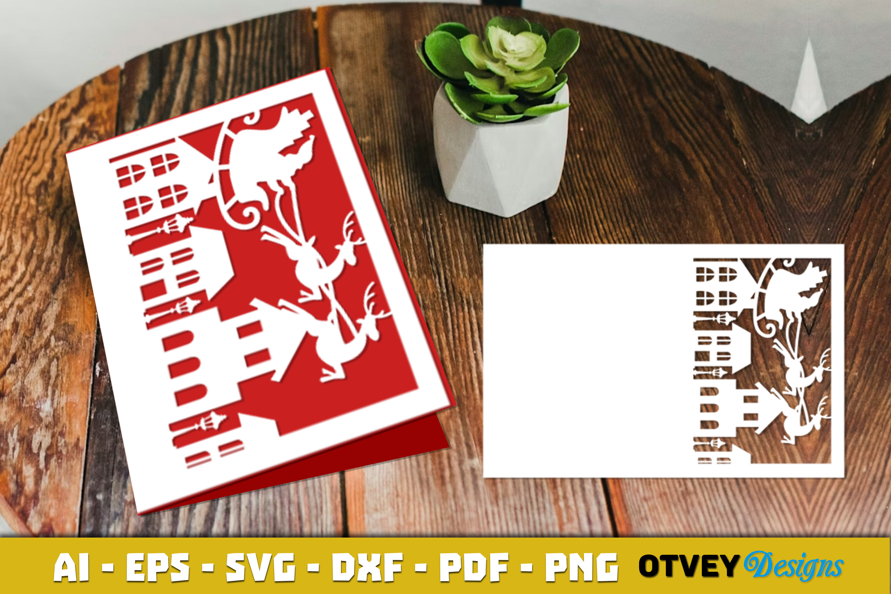 Christmas Greeting Card Cover Paper Cut