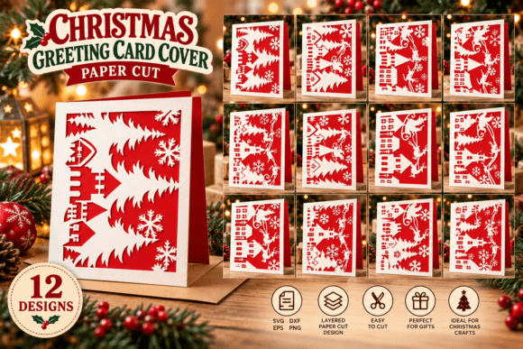 Christmas Greeting Card Cover Paper Cut