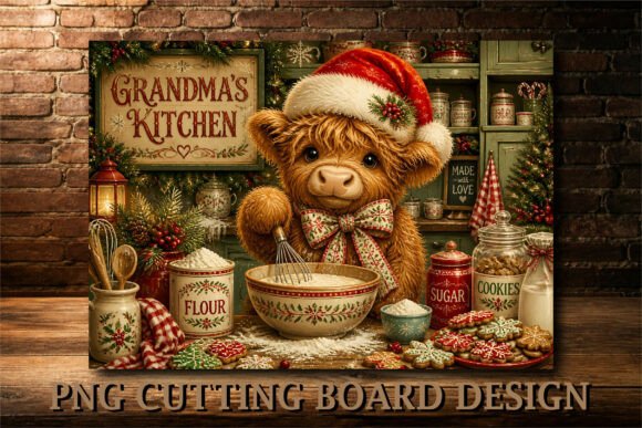 Christmas Highland Cow Cutting Board
