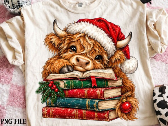 Christmas Highland Cow Sublimation PNG