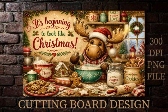 Christmas Moose Baking Cutting Board