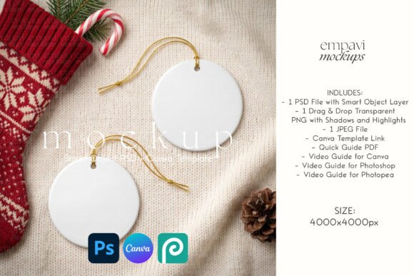 Christmas Ornament Mockup Set of 2