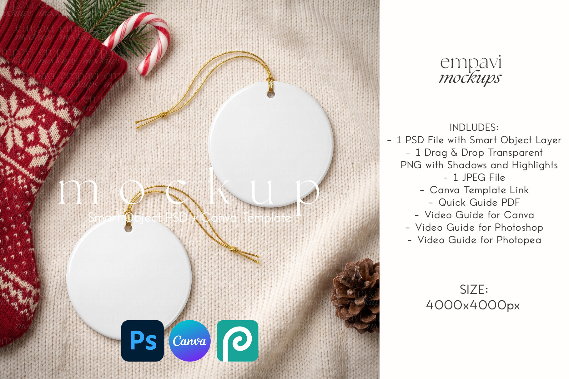 Christmas Ornament Mockup Set of 2