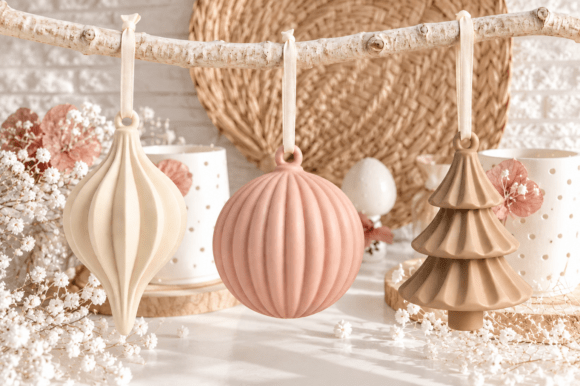 Christmas Ornament Trio STL Set – 3 Modern 3D Printable Holiday Ornaments - Image 4