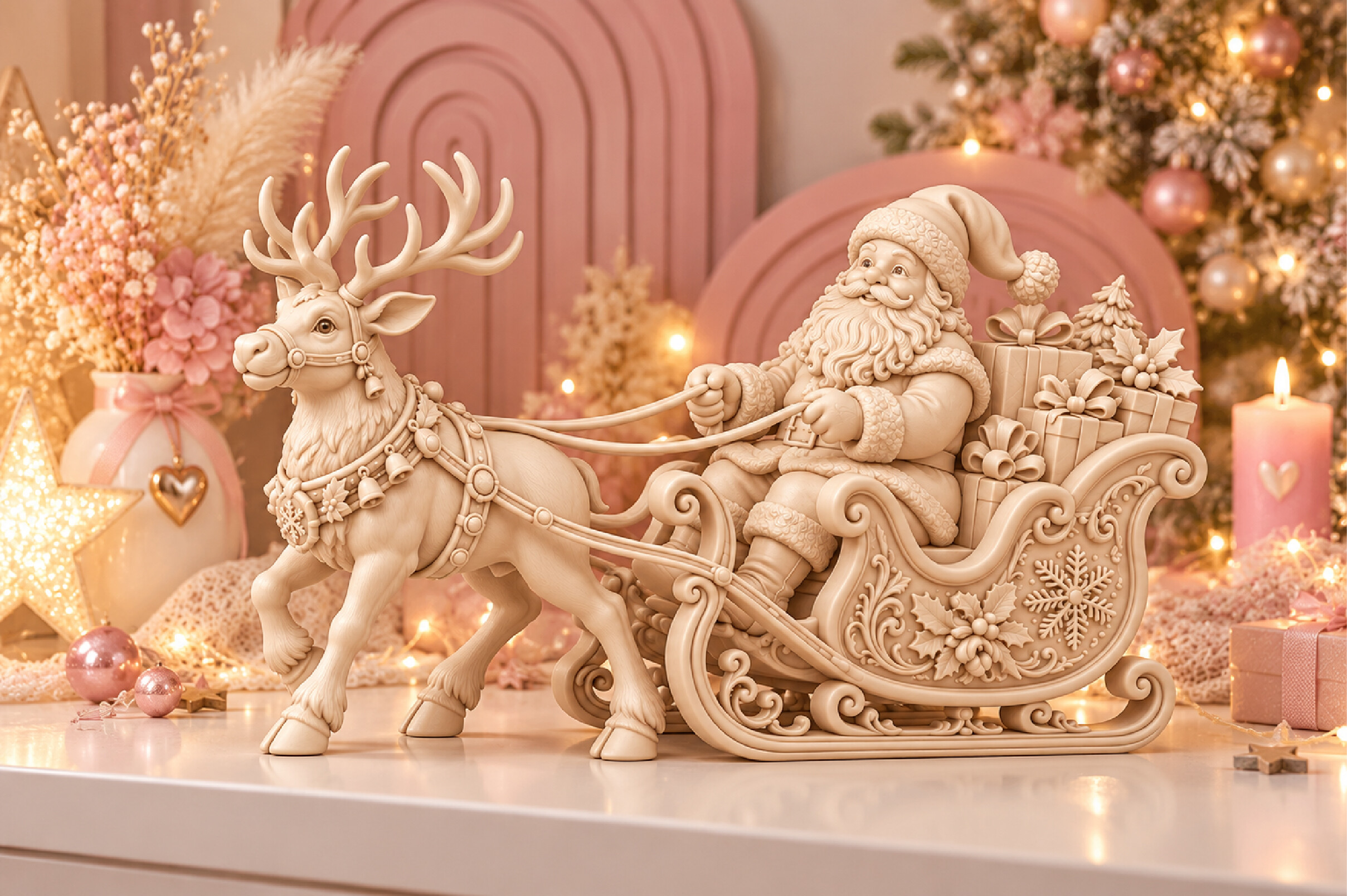 Christmas Santa Reindeer Sleigh STL – Festive 3D Print Model - Image 3
