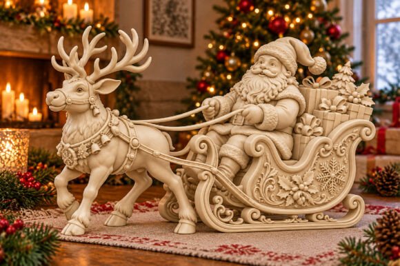 Christmas Santa Reindeer Sleigh STL – Festive 3D Print Model - Image 2