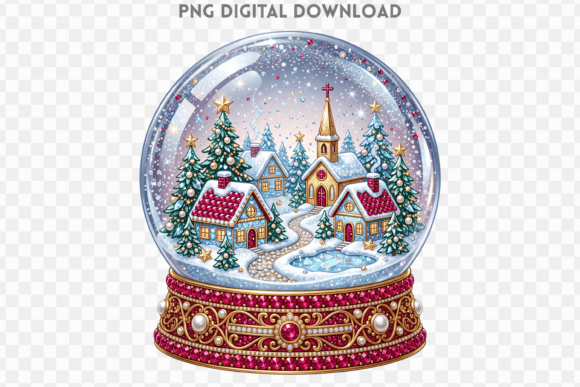 Christmas Snow Globe Rhinestone PNG