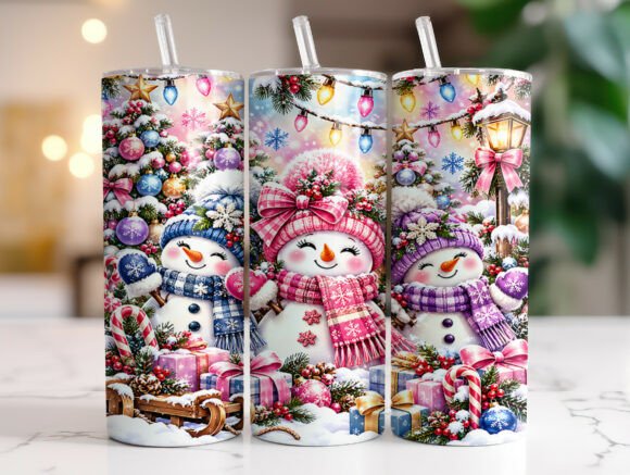 Christmas Snowman 20oz Tumbler Wrap PNG