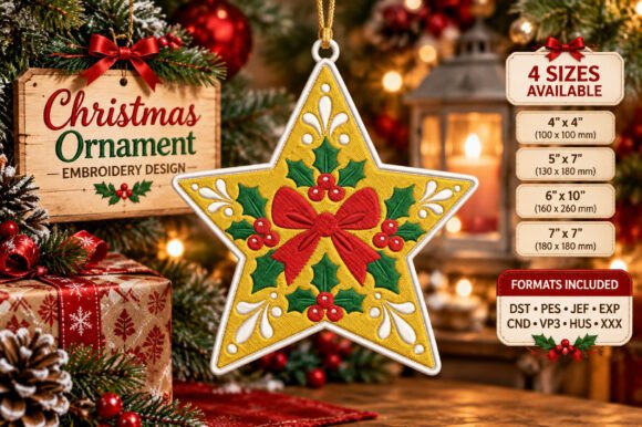 Christmas Star Ornament Embroidery