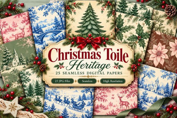 Christmas Toile Heritage Seamless