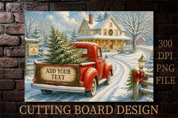 Christmas Tree Truck Cutting Board