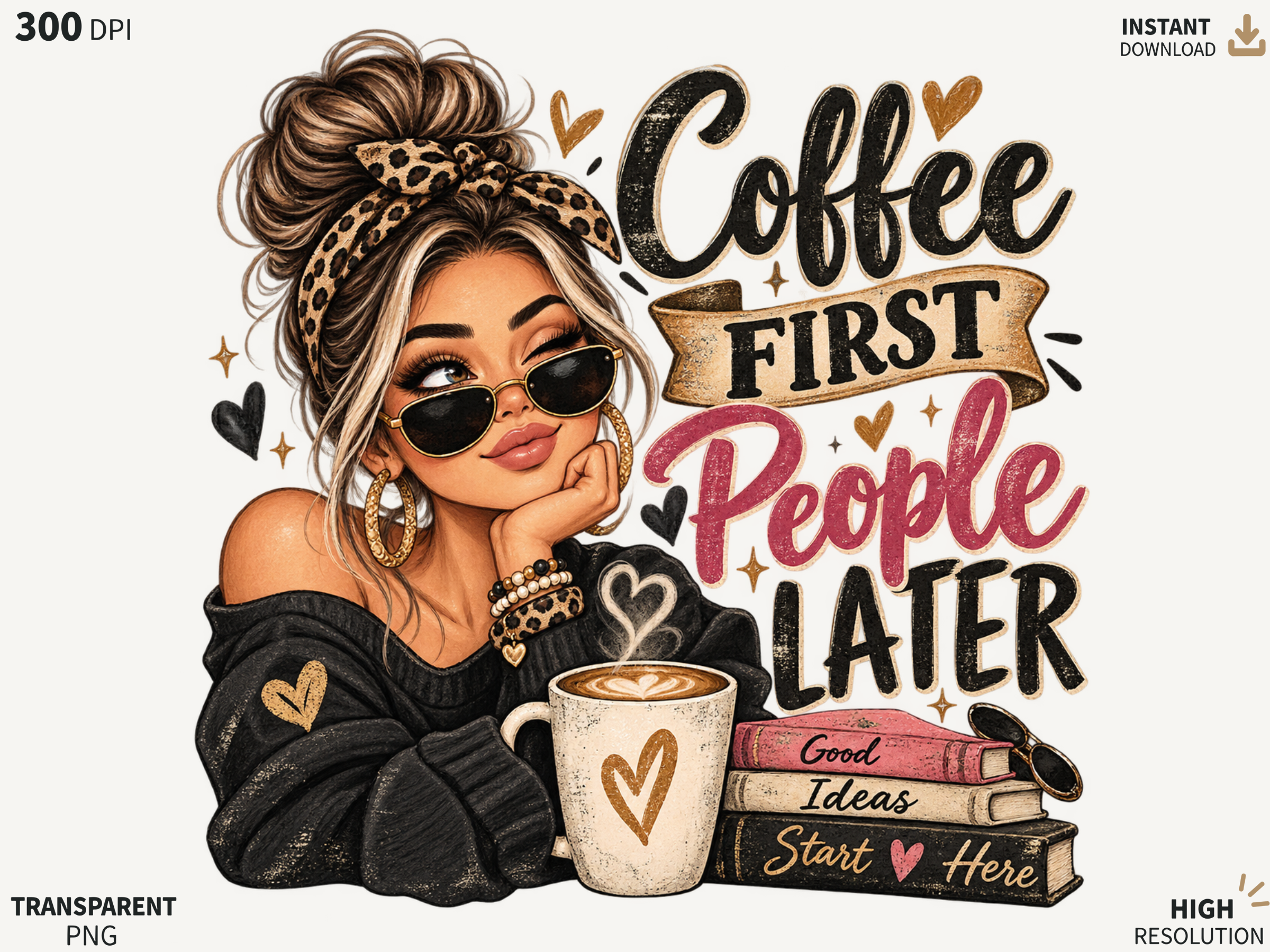 Coffee First People Later PNG, Funny Cof