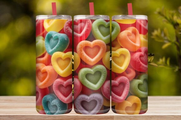 Colorful Candy Heart Tumbler Wrap