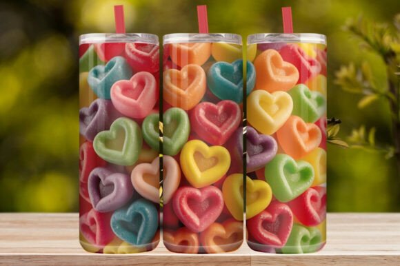Colorful Candy Heart Tumbler Wrap