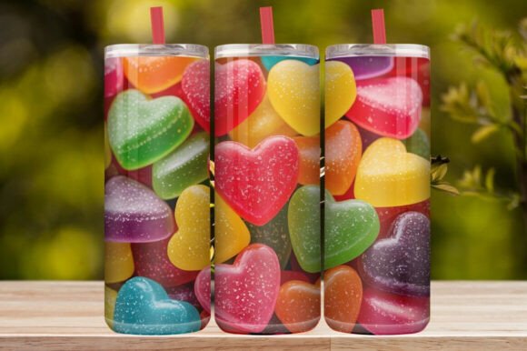 Colorful Candy Heart Tumbler Wrap