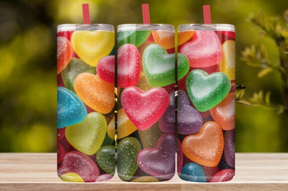 Colorful Candy Heart Tumbler Wrap