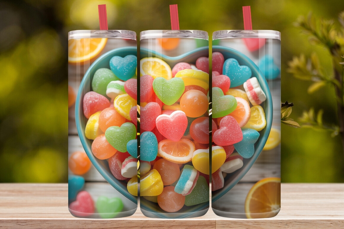 Colorful Candy Heart Tumbler Wrap