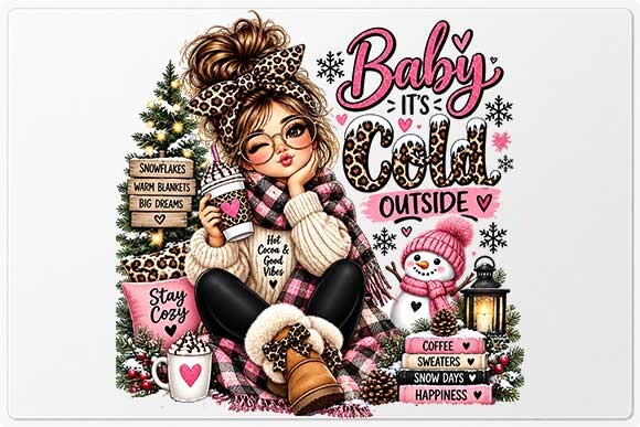 Cozy Winter Girl Christmas PNG