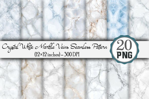 Crystal White Marble Veins Seamless Patt