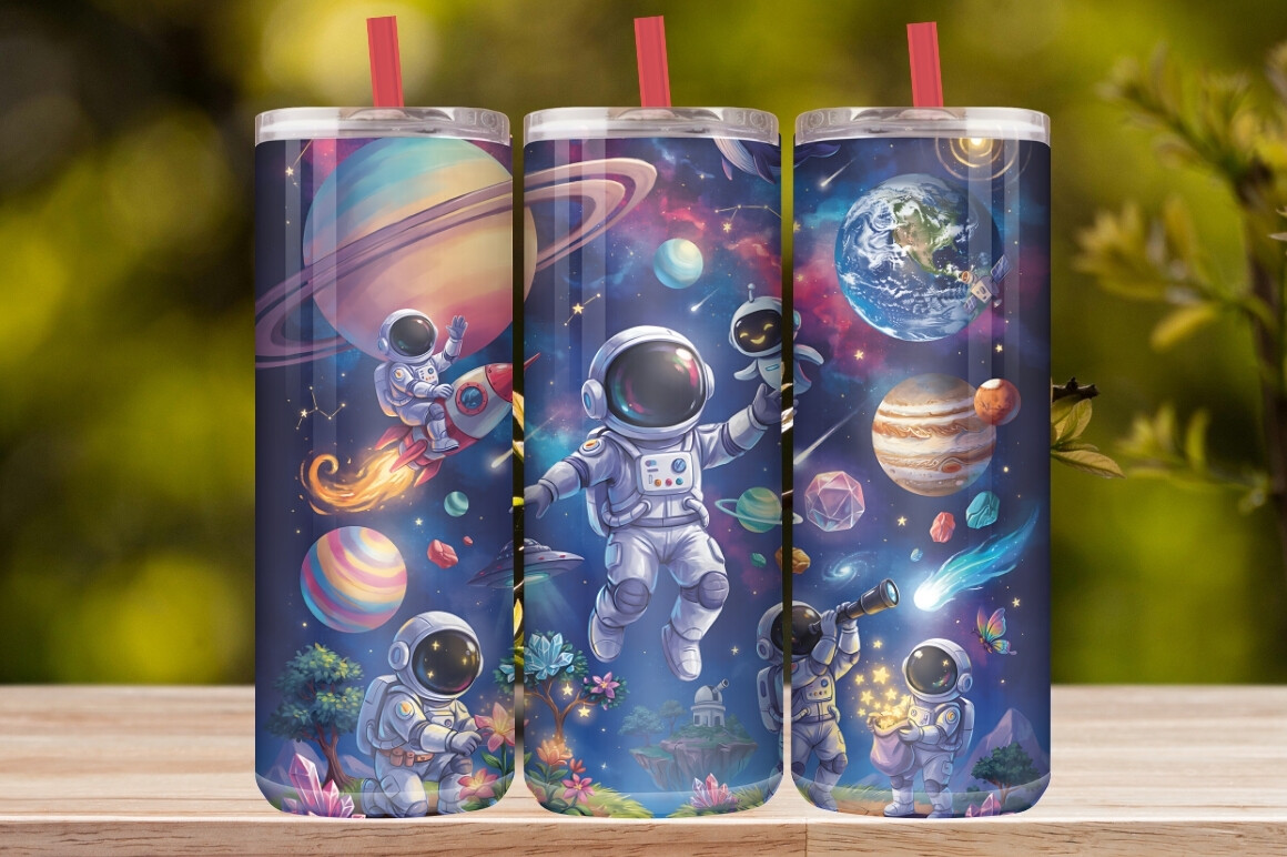 Cute Astronaut Space Tumbler Wrap