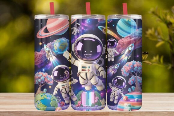 Cute Astronaut Space Tumbler Wrap