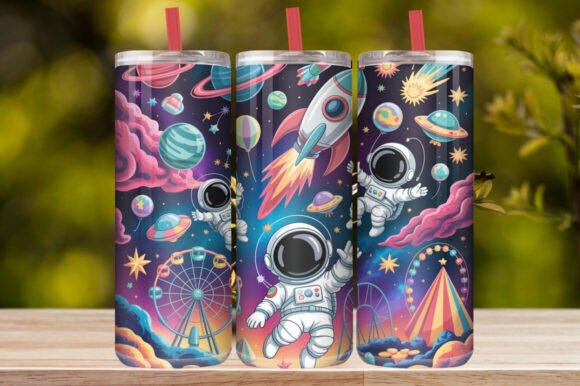 Cute Astronaut Space Tumbler Wrap