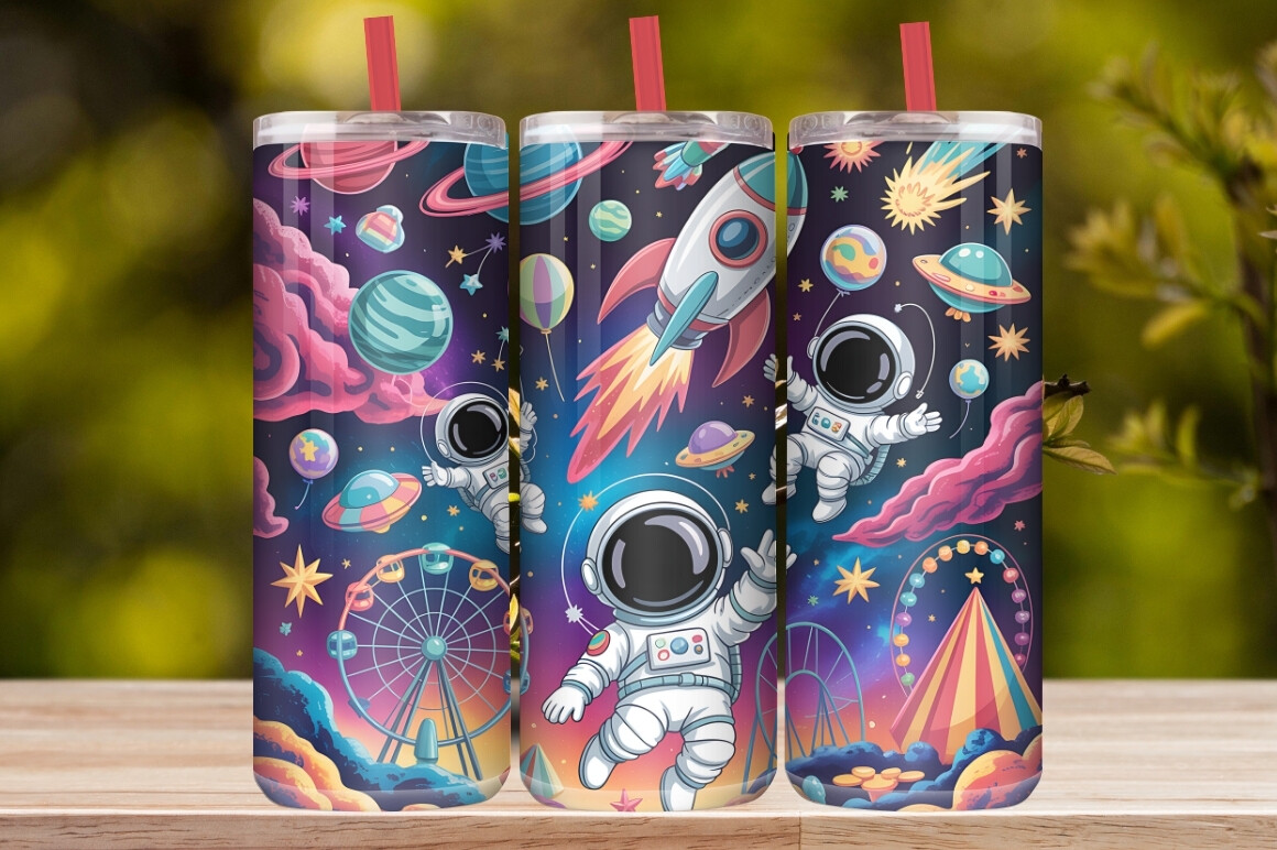 Cute Astronaut Space Tumbler Wrap